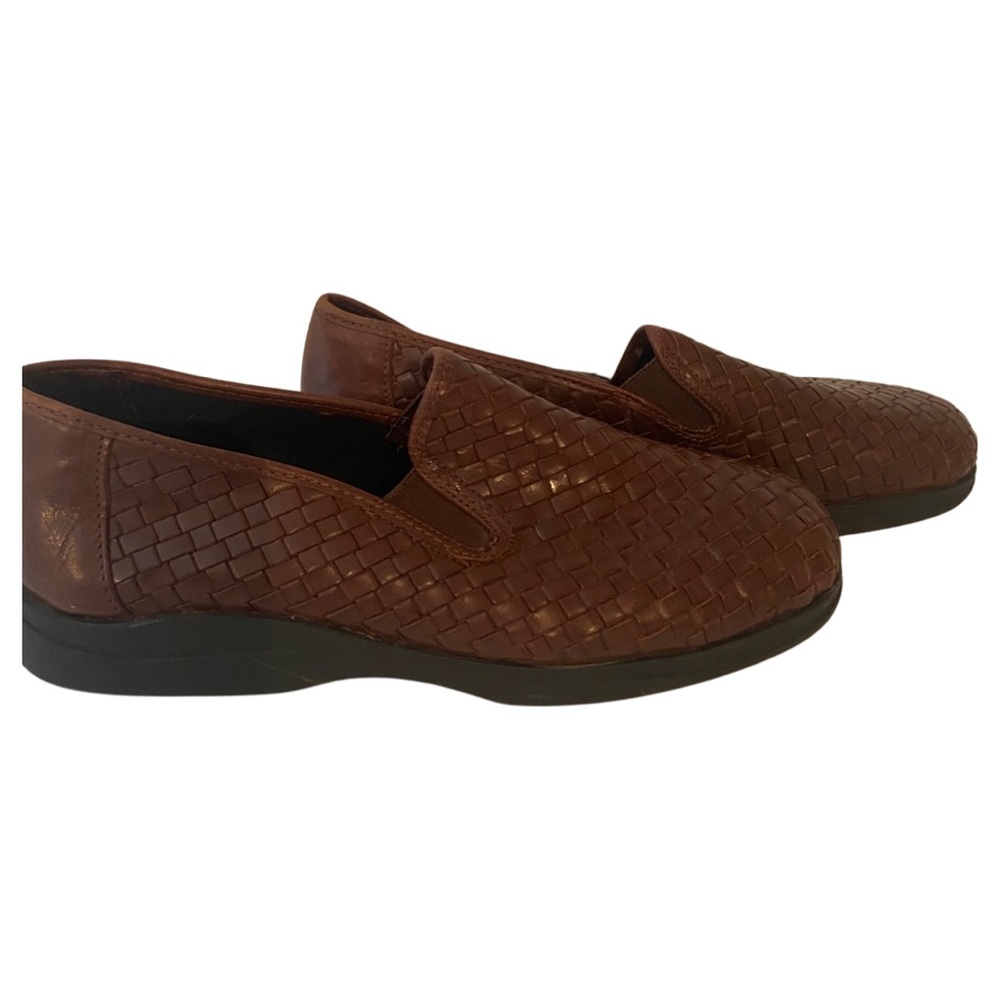 Azaleia Women's Size 8.5 Brown Leather Woven Shoes Slip On Loafers Brazil.